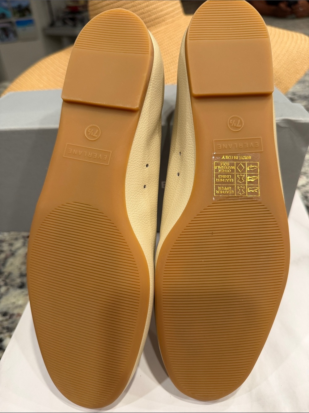Everlane Cream Pebbled Leather Ballet Flats - 7.5 NEW - Picture 8 of 11